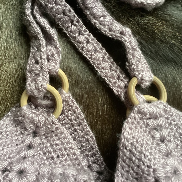 Beautiful Handmade Lavender Purple Soft Crochet Knit Design Crossbody Handbag 🦋 - Picture 5 of 10